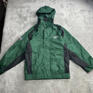 Vintage New York Jets Hooded Windbreaker Jacket Kid's Size Large Y2K NFL
